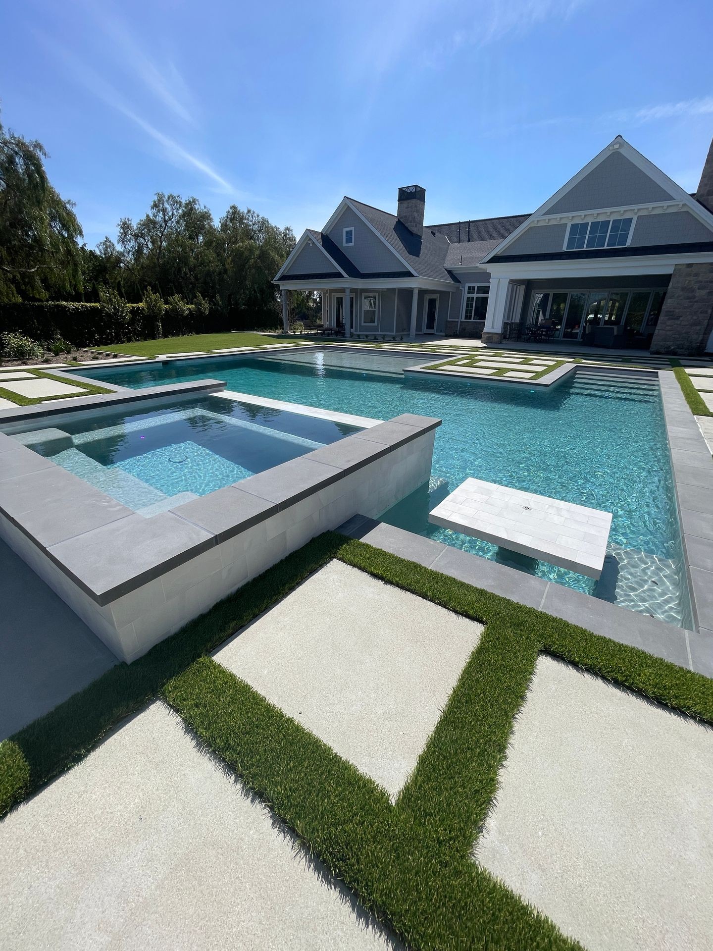 Custom Swimming Pool and Spa Backyard New Construction Camarillo Spanish Hills California 